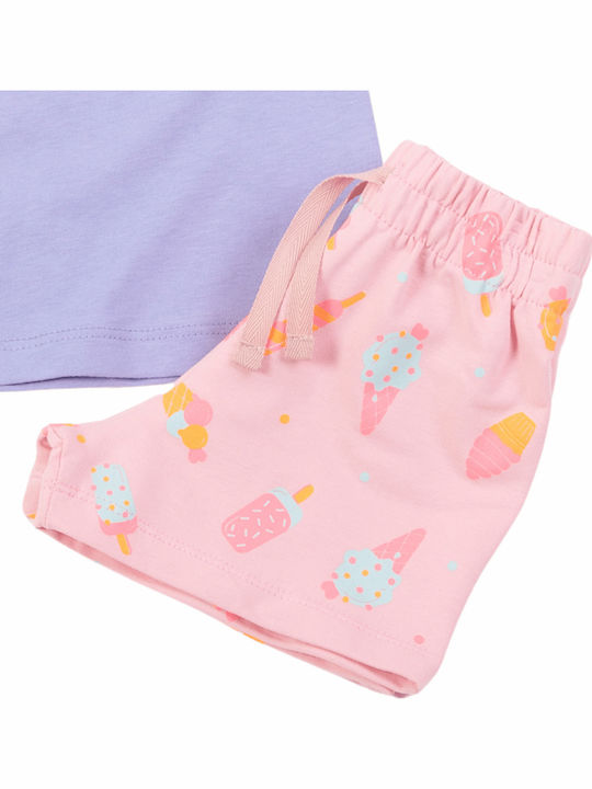 Trax Set De Îmbrăcăminte Pentru Copii Cu Pantaloni Scurți Lila 3 Bucăți