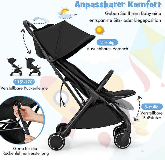 Costway Adjustable Baby Stroller Suitable for Newborn Black 6.6kg