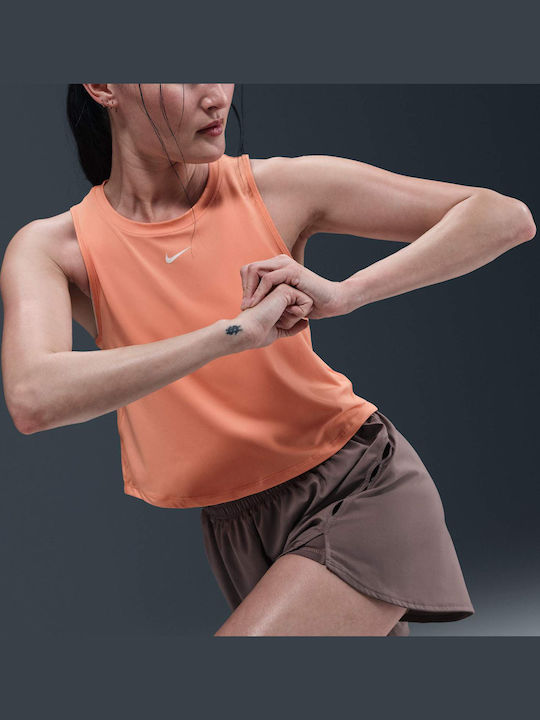 One Classic Γυναικείο Αθλητικό Crop Top Αμάνικο Dri-Fit Apricot Agate, White