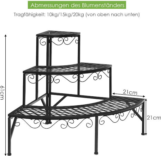 Costway Suport pentru ghiveci Metal Negru 59bucx59bucx60buccm.