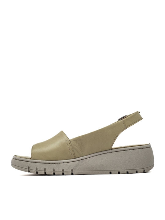 Leather Women's Flat Sandals Anatomic in Green Color