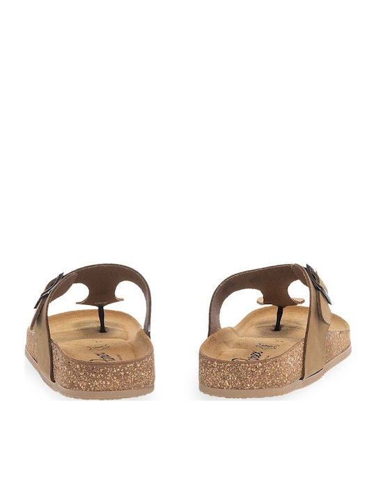 Leather Women's Flat Sandals in Brown Color