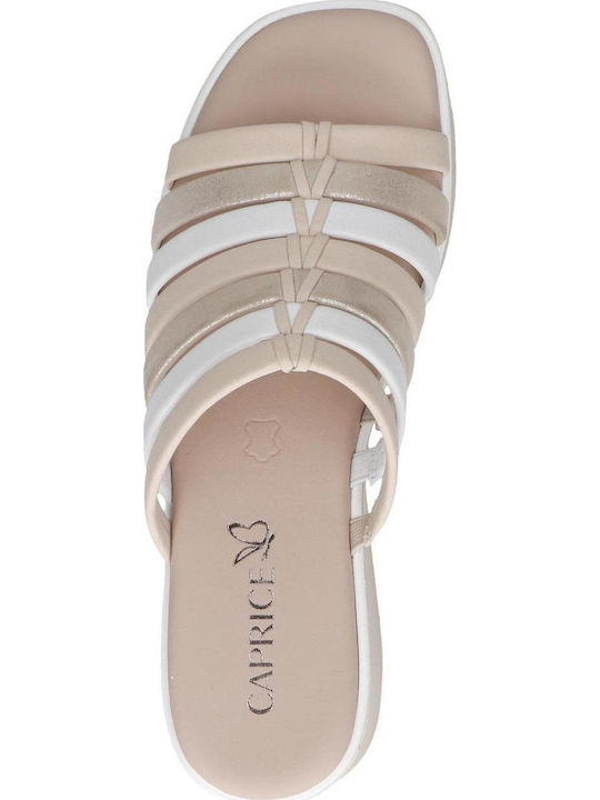Leather Women's Flat Sandals in White Color