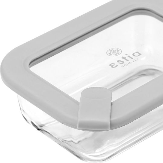 Estia Microwave Glass Lunch Box Colorseal Gray 370ml