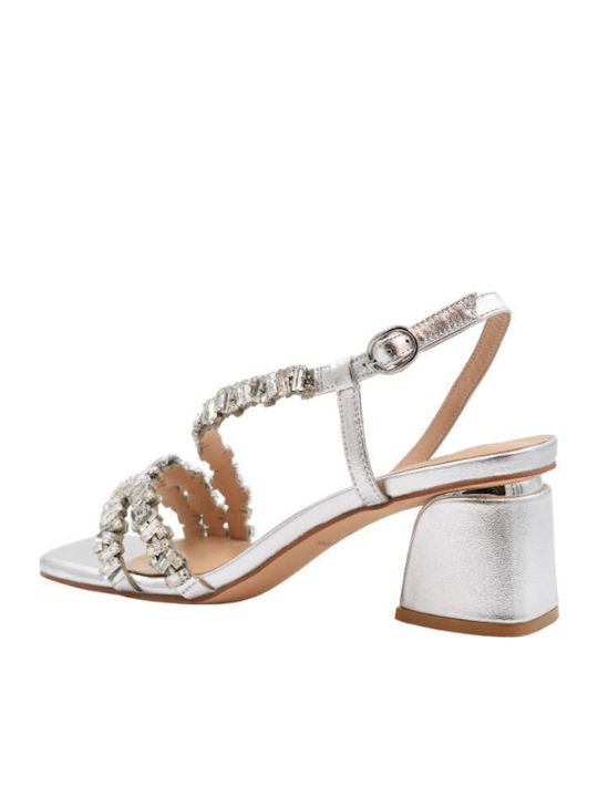 Sandalen mit Strass Silber
