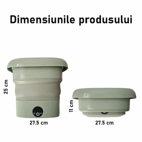 Siks Mini Washing Machine Portable Foldable 1 Washing Program 40w Power 0.8 Kg Capacity Green