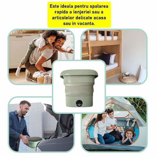 Siks Mini Washing Machine Portable Foldable 1 Washing Program 40w Power 0.8 Kg Capacity Green