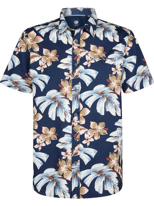 Κοντομάνικο Πουκάμισο Floral Μπλε