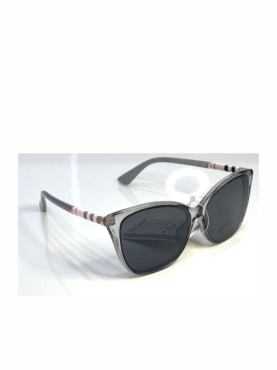 Woman's Fashion Women's Sunglasses with Gray Plastic Frame and Gray Lens G-103