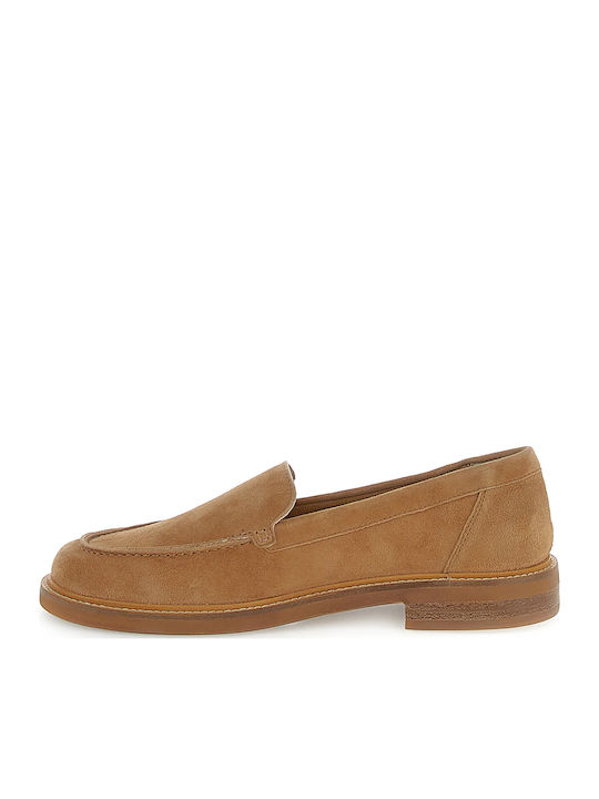 Leather Women's Loafers in Brown Color