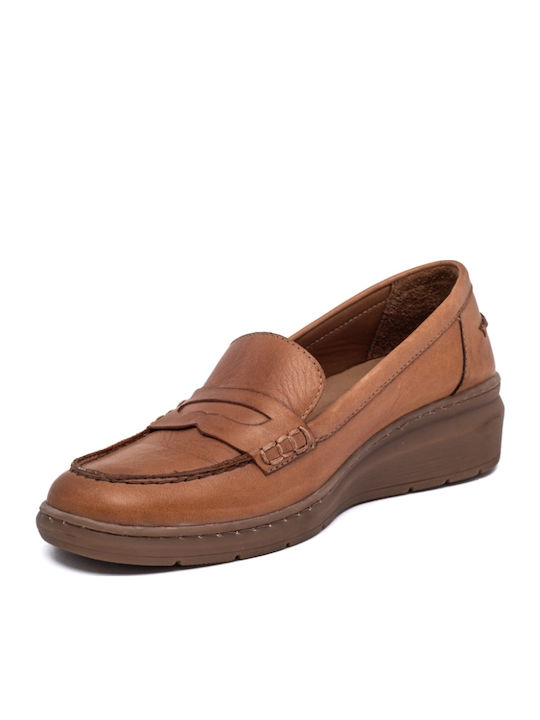 Leder Damen Mokassins in Braun Farbe