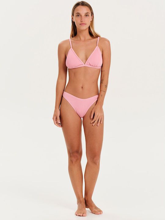 Bikini Set Top & Slip Bottom with Adjustable Straps Pink