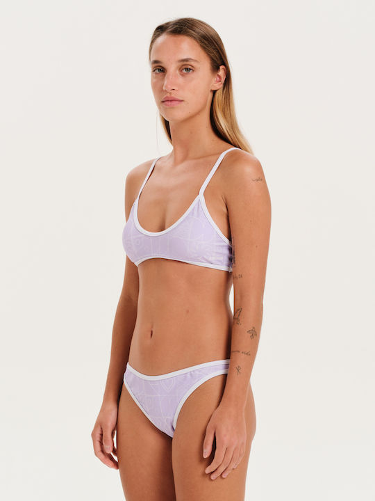 Set Bikini mit Abnehmbarer Verstärkung Flieder