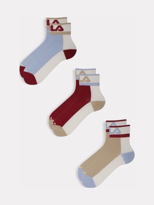 FILA Quarter Γυναικείες Κάλτσες Wine Cream 3Pack
