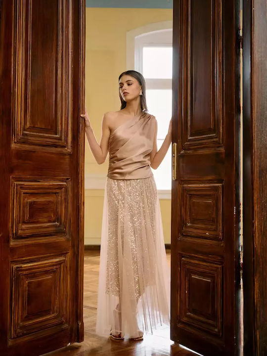 Midi Fustă cu Tul Gold