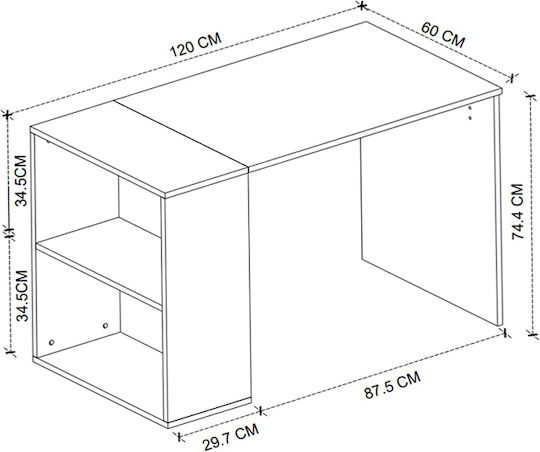 Бюро Smyrna Дървено Бяло 120x60x74.4см