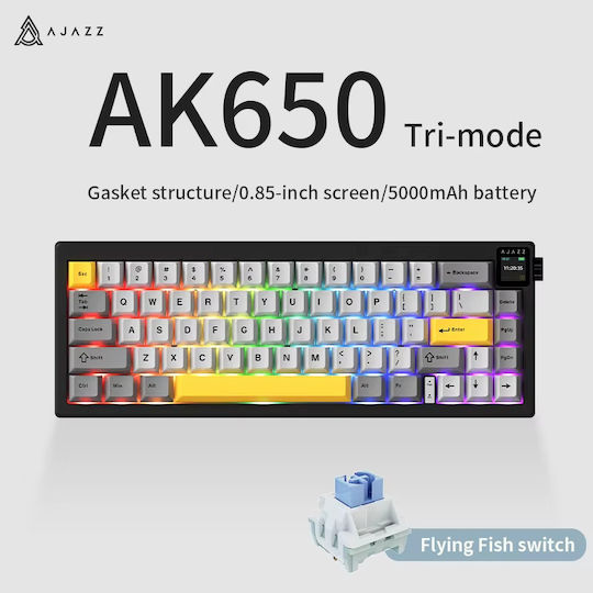 Ajazz AK820 Max Gaming Mechanical Keyboard 75% with Flying Fish switches and RGB lighting (English US) Gray