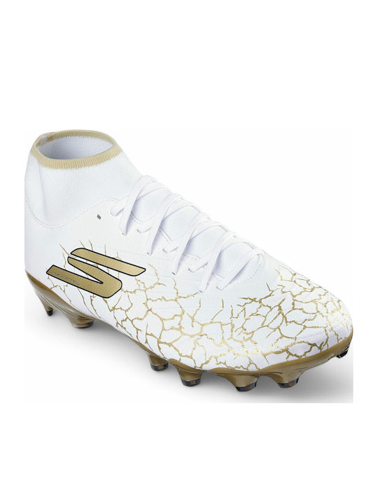 Skechers SKX 1.5 Academy FG High Football Shoes with Cleats White
