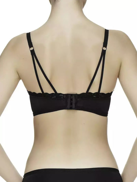 Μαύρο Strapless Σουτιέν Push Up χωρίς Μπανέλες