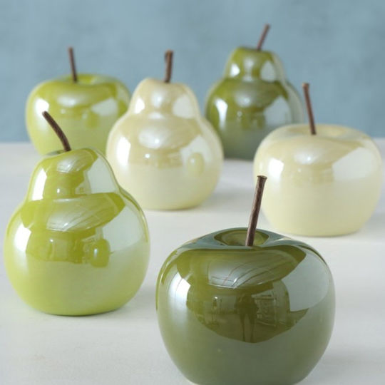 Măr de Perlă Fruct Decorativ din Ceramică Ecru Măr de Perlă Fruct Decorativ din Ceramică Ecru