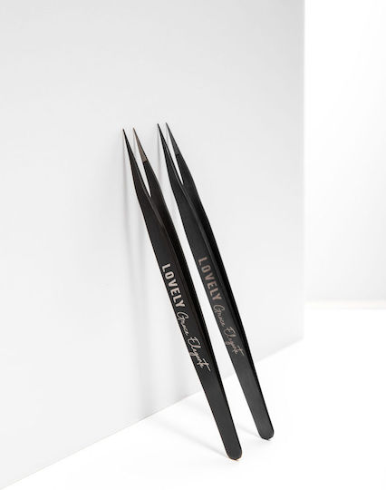 Eyelash Extension Tweezers Nanofiber Lovely Grace Elegante Black Series Round Boot