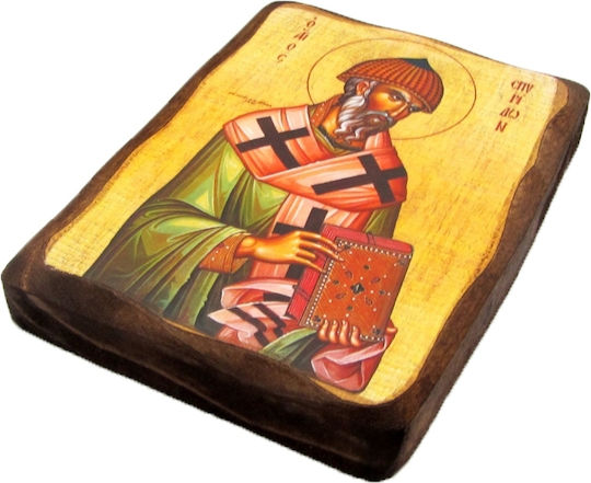 Ξυλινη Εικονα Αγιος Σπυριδων 15x11cm
