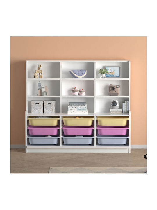 Kids Wooden Bookcase Obia White 132.6x30x115cm