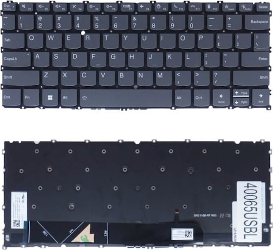 Πληκτρολόγιο Laptop Keyboard Lenovo Yoga 6 13alc7 82ud Yoga 6 13abr8 83b2 5cb1h24602 Pt3sb-us Sn21e711304 V213120bs1-us Sn21g94794 Us No Frame Gray Κωδ.41177us