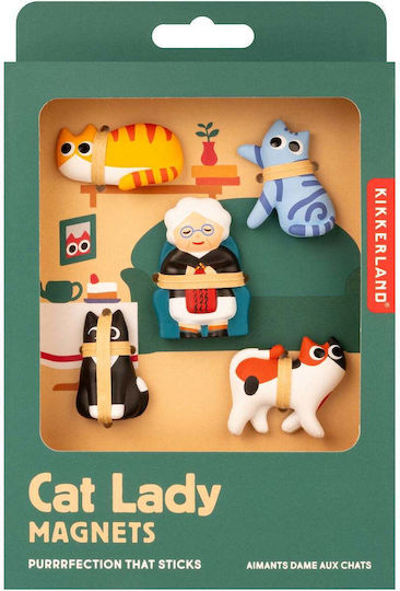 Комплект магнити Kikkerland Cat Lady - 5 магнита с дизайн на сладки котки