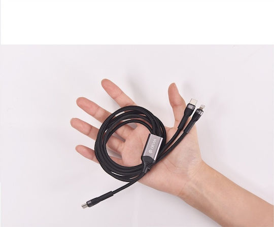 Devia 2in1 Cable Extreme Ec648 Usb-c + Usb-c Lightning 1,2 M 3a Black