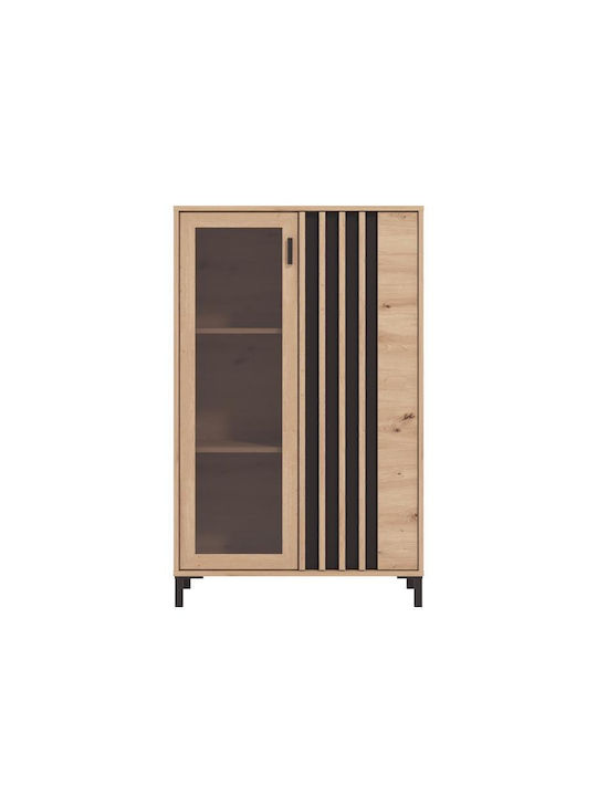Vitrină Laval 2k Vs1 129 Stejar Artizanal Negru 80x40x129cm