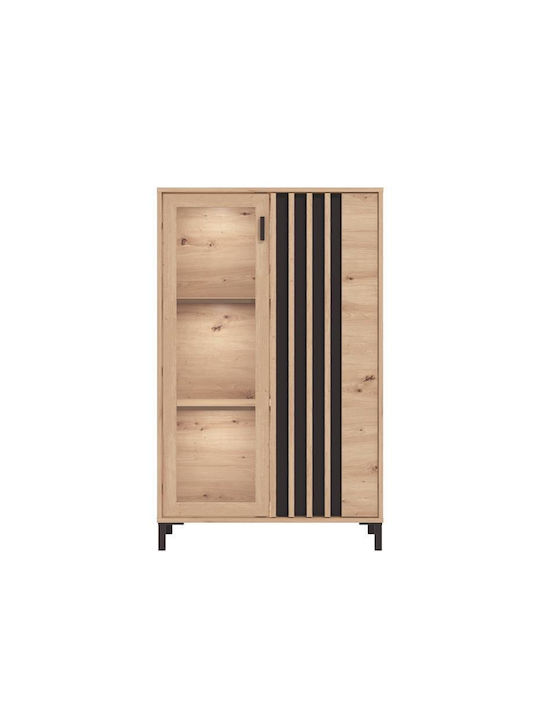 Vitrină Laval 2k Vs1 129 Stejar Artizanal Negru 80x40x129cm