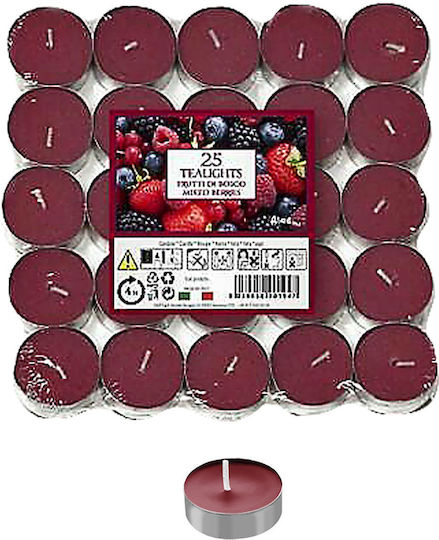 HOMie Aromatic Tealights In Burgundy Colour Up To 4 Hours Duration 25 Pieces