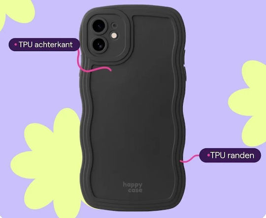 HappyCase Umschlag Rückseite Silikon mit Band Schwarz (iPhone 11)
