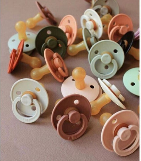 Bibs Colour Round Pacifiers Rubber Colour Round - Dusty Blue Steel Blue for 6+ months 2pcs