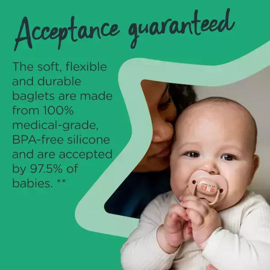 Tommee Tippee Anytime Soother Orthodontic Pacifiers Silicone Mint/Grey for 0-6 months 2pcs