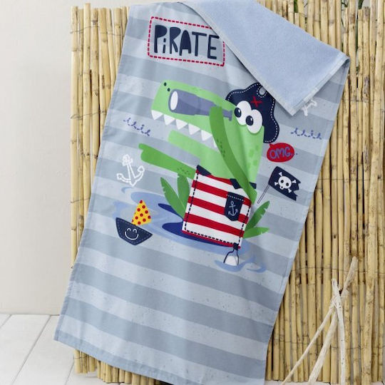 Nima Kids Beach Towel Double-Sided 70x140 Pirate Grey Green