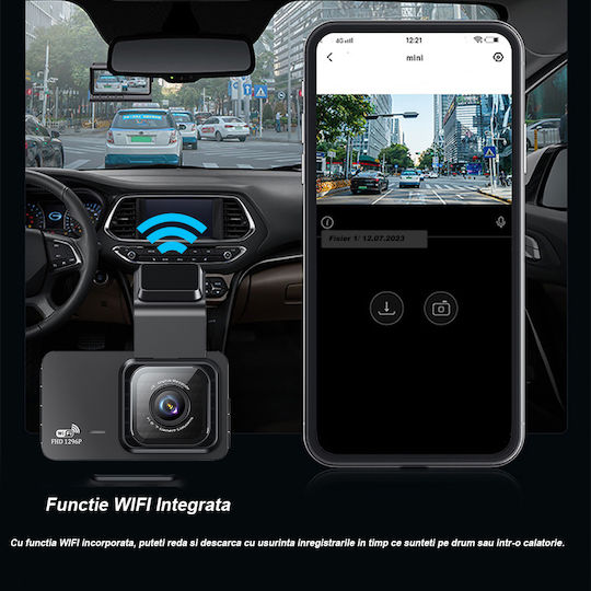 1296P Windshield Car DVR Set with Rear Camera, 3" Display