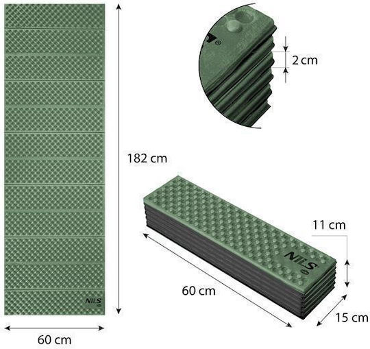 Nils Single Camping Sleeping Mat 188x60cm Thickness 2cm in Green color