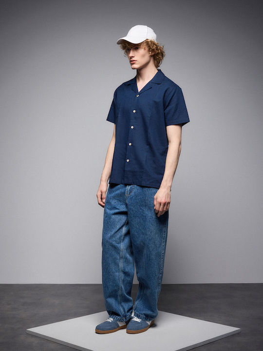 Short-sleeved Linen Shirt Indigo