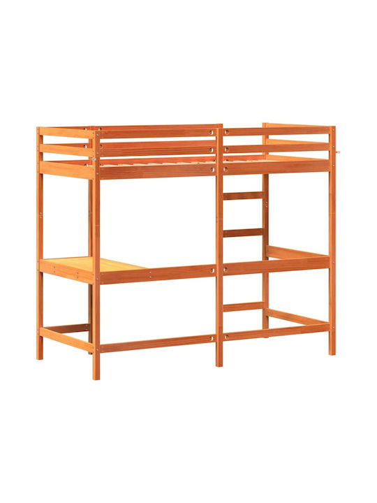 Kids Bed Loft Bed Single with Desk Brown for Mattress 90x200cm