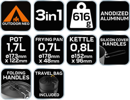 Neo Tools Κατσαρόλα για Camping 1.7ml
