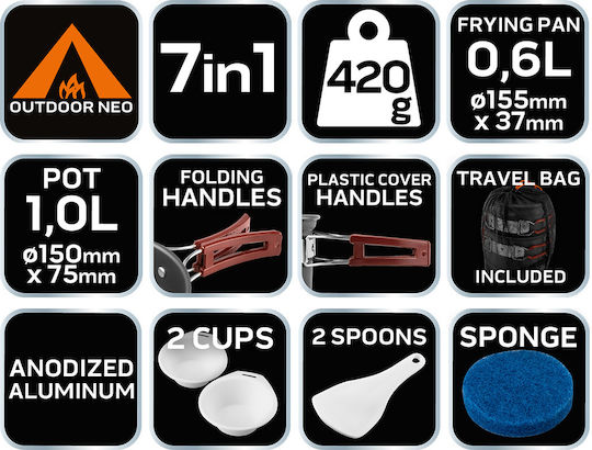 Neo Tools Κατσαρόλα για Camping 600ml 8τμχ