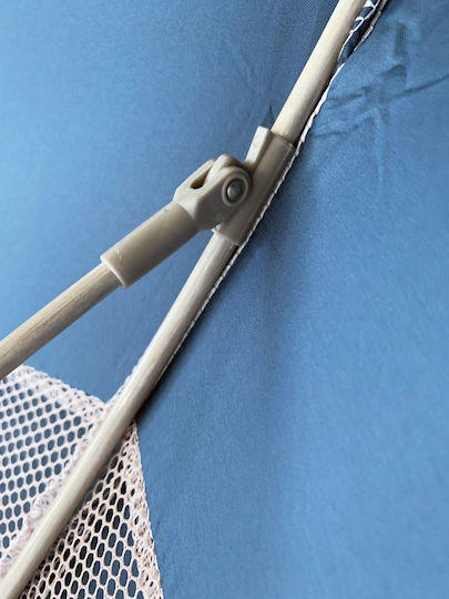 Maui & Sons Folding Aluminum Beach Umbrella Diameter 1.9m with UV Protection and Air Duct Gray/Blue