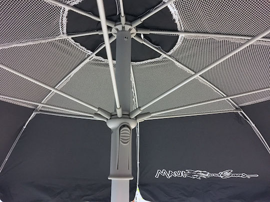 Maui & Sons Folding Aluminum Beach Umbrella Diameter 1.9m with UV Protection and Air Duct Gray/Blue