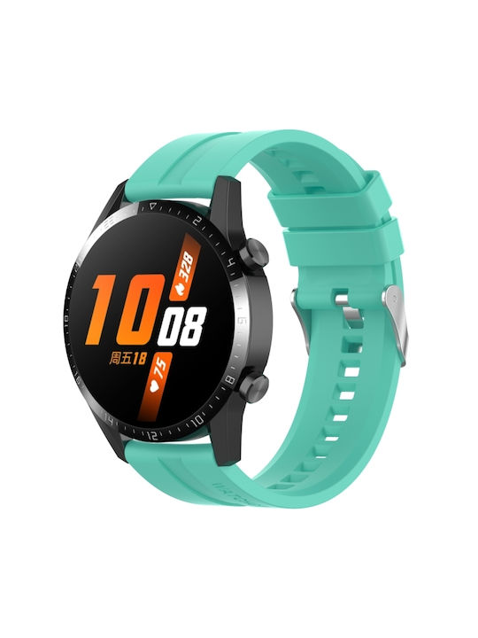 Huawei Watch GT 3 46mm/GT 22mm Runner Silbernes Silikonverschluss-Uhrenarmband Aurora Blau