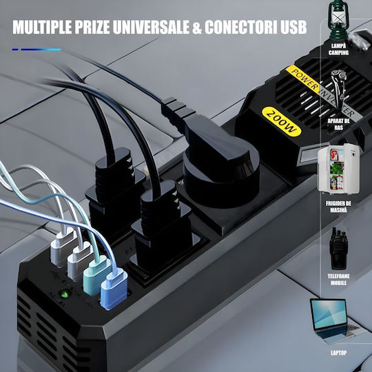 Linomag Invertor Auto pentru Convertirea 12V DC în 220V AC