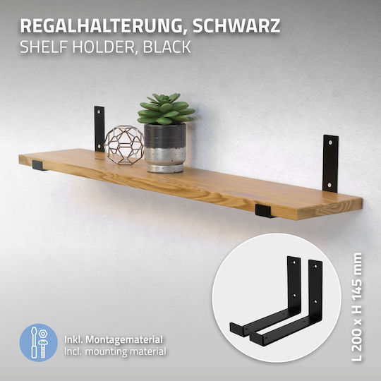 ML-Design Metallic Corner Shelf Black 4pcs 490012551