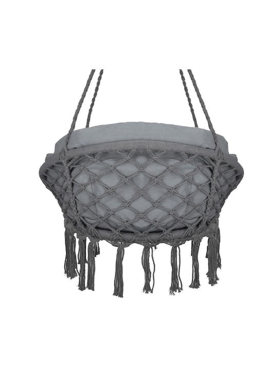 Leagăn suspendat fotoliu cu pernă material textil Gri Rezistență până la 150kg