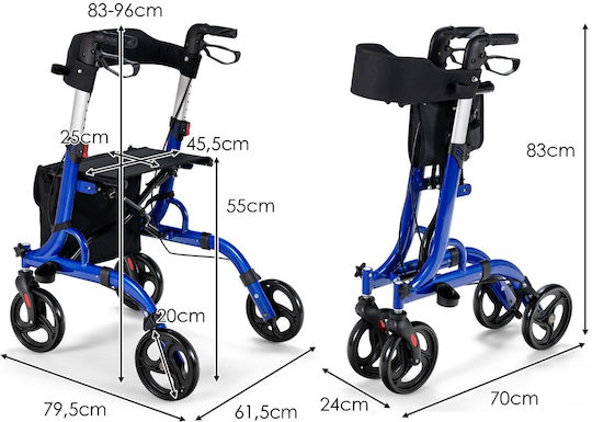 Costway Aluminium Gehhilfe Blau